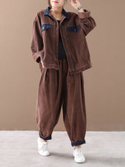 Women Autumn Vintage Coat + Harem Pants Sets