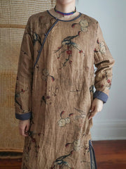 Women Print National Style Cheongsam Dress