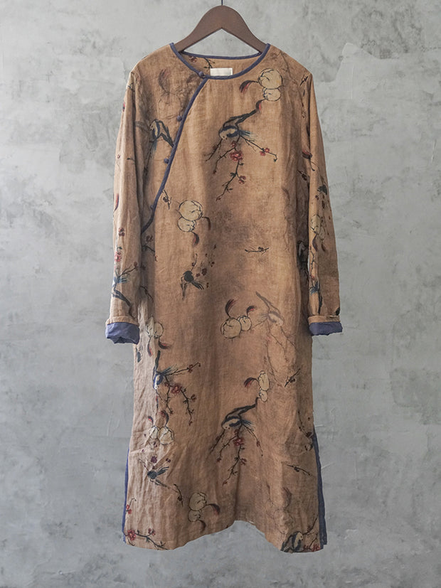 Women Print National Style Cheongsam Dress