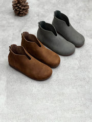 Women Casual Solid Round Toe Short Boots