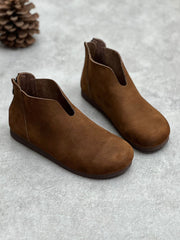 Women Casual Solid Round Toe Short Boots