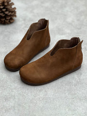 Women Casual Solid Round Toe Short Boots
