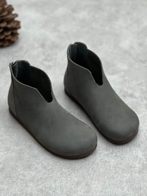 Women Casual Solid Round Toe Short Boots
