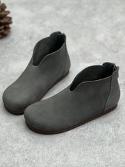 Women Casual Solid Round Toe Short Boots