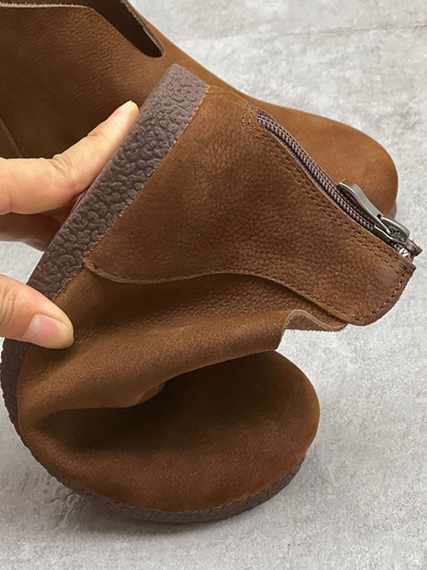 Women Casual Solid Round Toe Short Boots