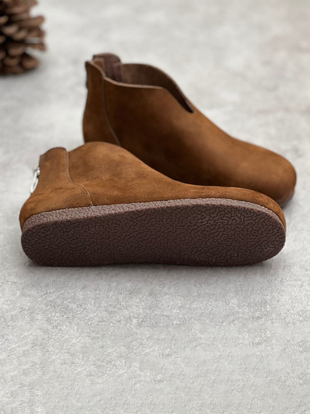 Women Casual Solid Round Toe Short Boots