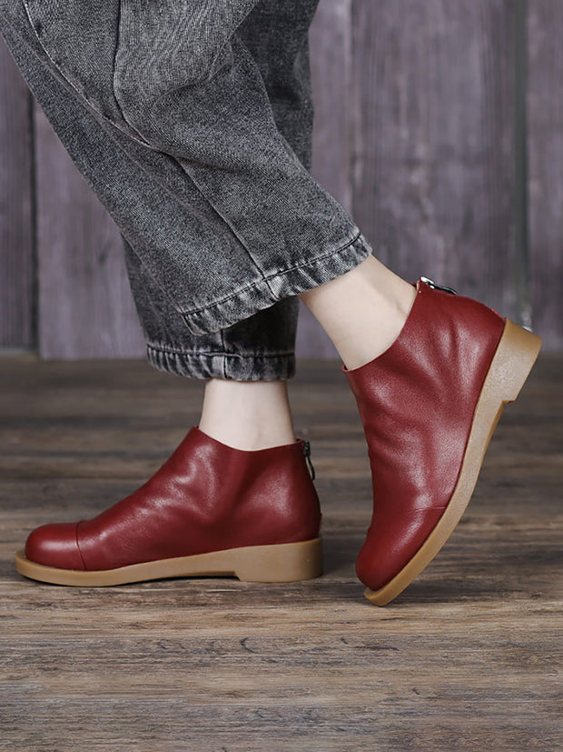 Handmade Genuine Leather Vintage Women Short Boots