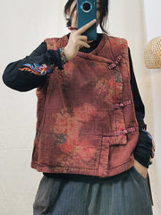 Women Ethnic Style  Floral Loose Print Vest