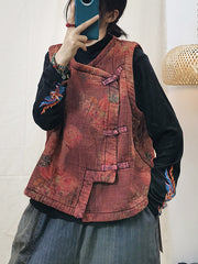 Women Ethnic Style  Floral Loose Print Vest