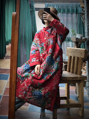 Winter Women Vintage Floral Loose Padded Robe