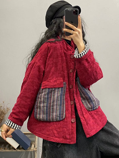 Lässige Patchwork-Parkas für Damen im Winter 