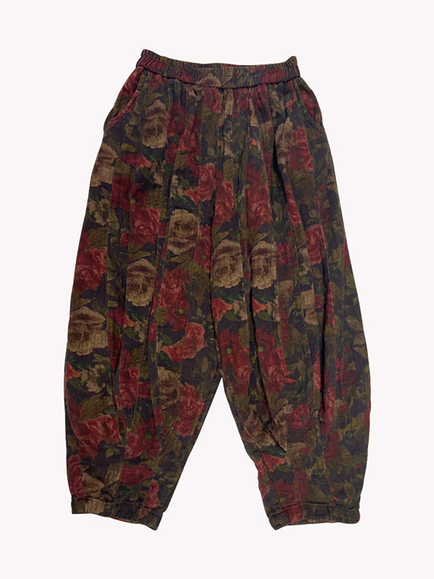 Damen-Bloomers aus Baumwolle mit Vintage-Print und elastischem Bund