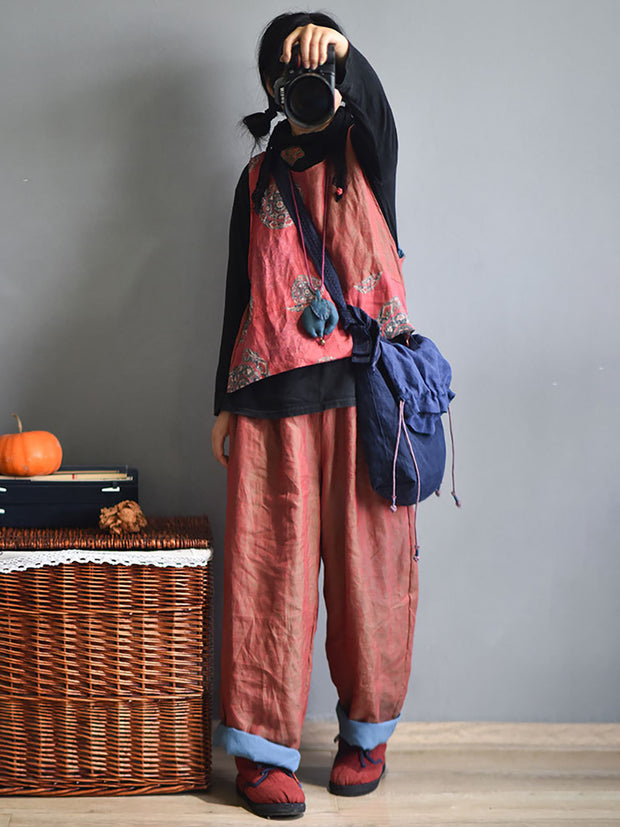Damen Baggy Casual Einfarbige Hose mit weitem Bein 
