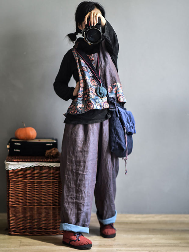 Damen Baggy Casual Einfarbige Hose mit weitem Bein 