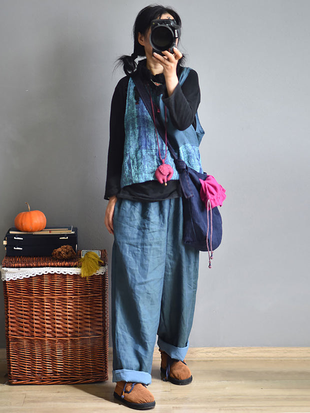 Damen Baggy Casual Einfarbige Hose mit weitem Bein 