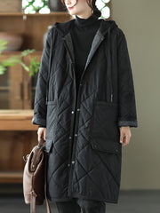 Women Winter Hooded Mid Length Padded Coat