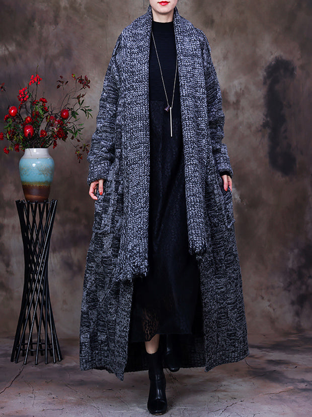 Women Vintage Long Baggy Thick Sweater Coat