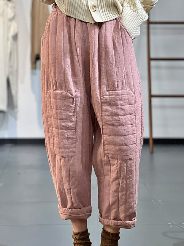 Damen-Haremshose im ethnischen Stil mit elastischem Bund und gepolsterter Taille 