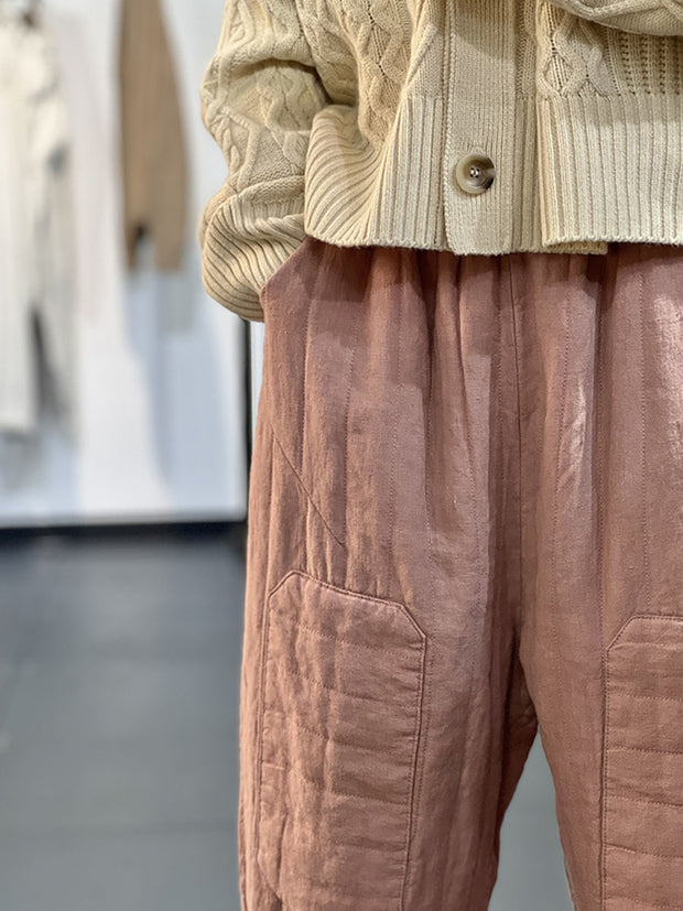 Damen-Haremshose im ethnischen Stil mit elastischem Bund und gepolsterter Taille 