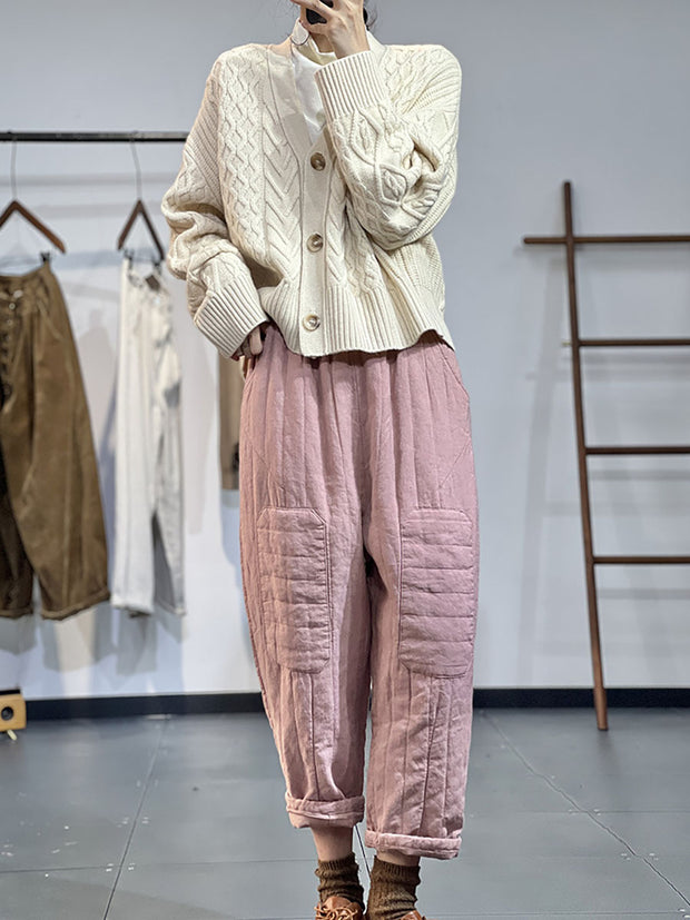 Damen-Haremshose im ethnischen Stil mit elastischem Bund und gepolsterter Taille 