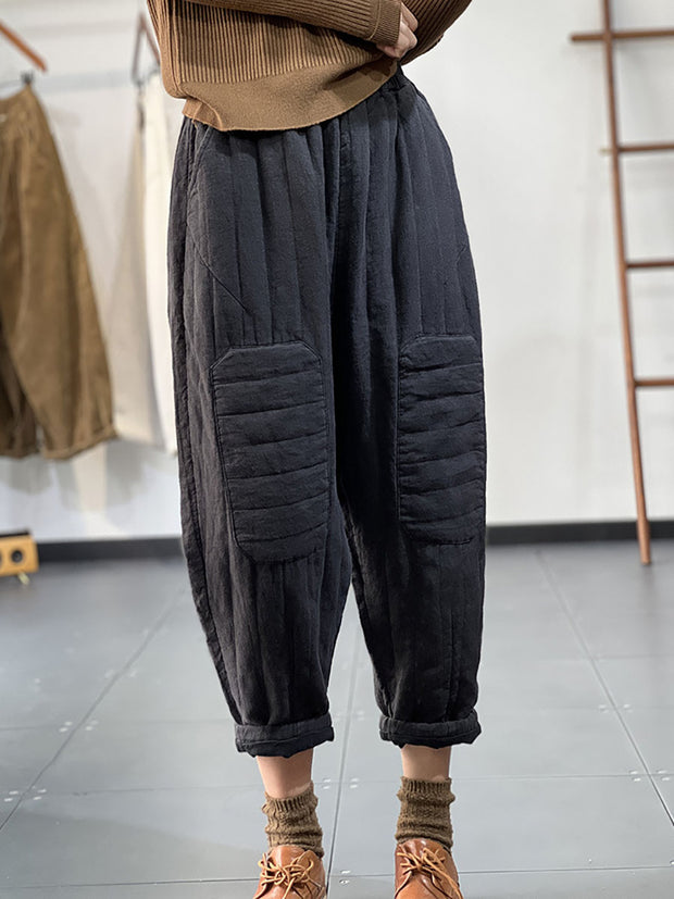 Damen-Haremshose im ethnischen Stil mit elastischem Bund und gepolsterter Taille 