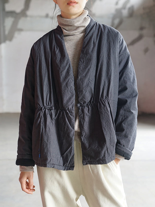 Women National Style Vintage Buckle Padded Coat