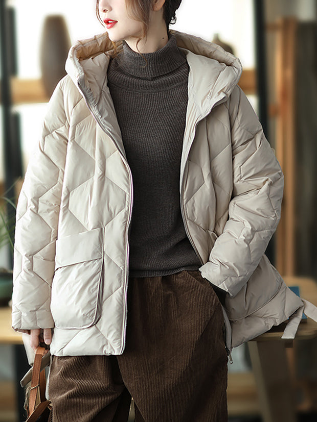 Winter Hooded Thickened Women Loose Coat