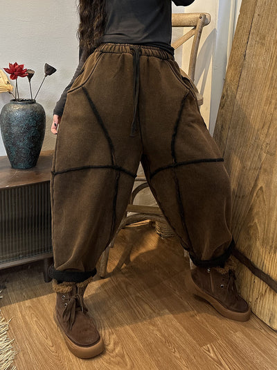 Women Winter Cotton Casual Thick Fleece Pants