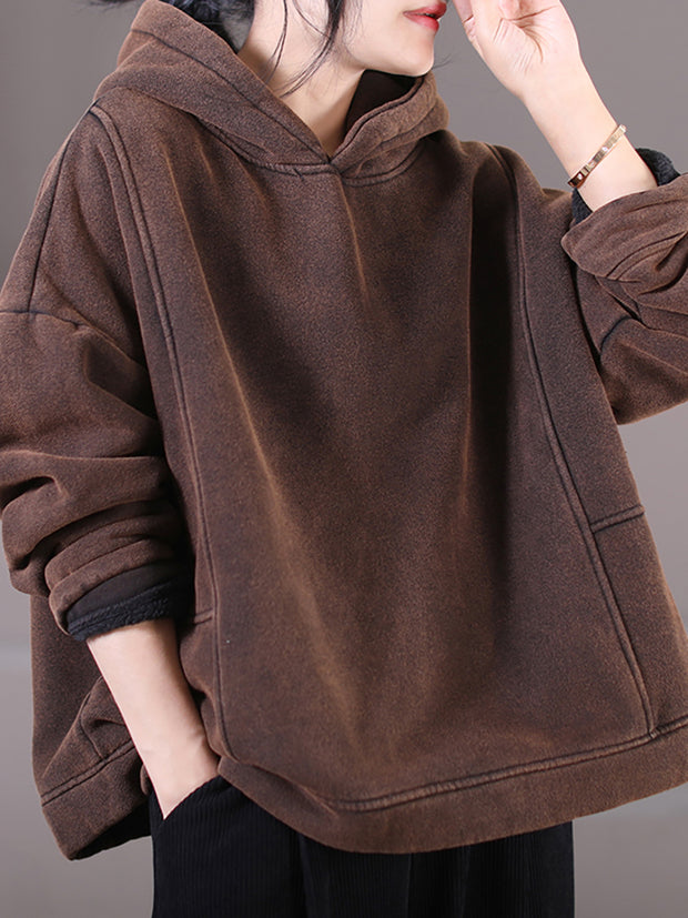 Winter Women Korean Style Loose Fleece Hoodies