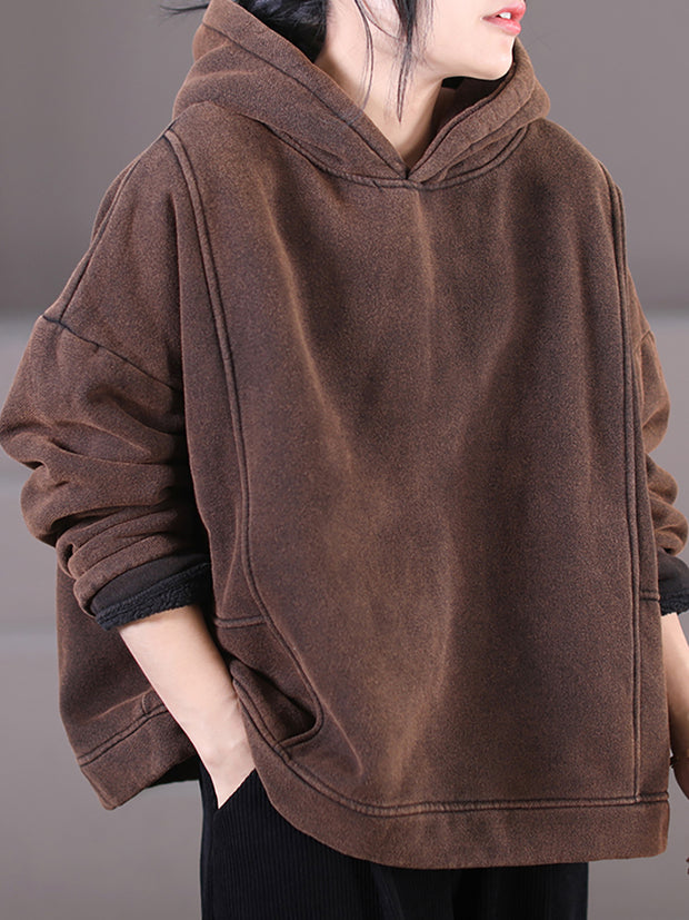 Winter Women Korean Style Loose Fleece Hoodies