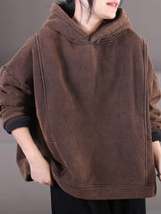 Winter Women Korean Style Loose Fleece Hoodies