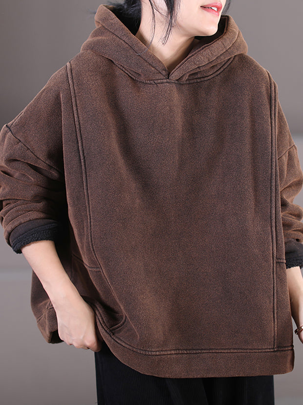 Winter Women Korean Style Loose Fleece Hoodies