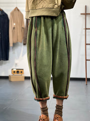 Retro elastische Taille dicke einfarbige lose Hose