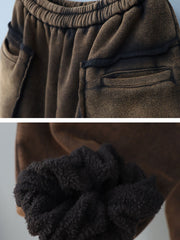 Big Pocket Solid Elastic Waist Casual Loose Pants
