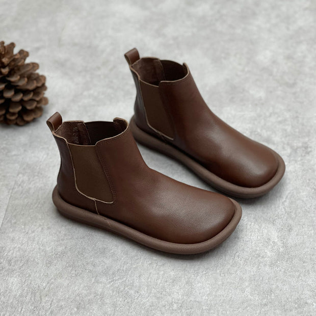Women Autumn Genuine Leather Flat Casual Martin Boots