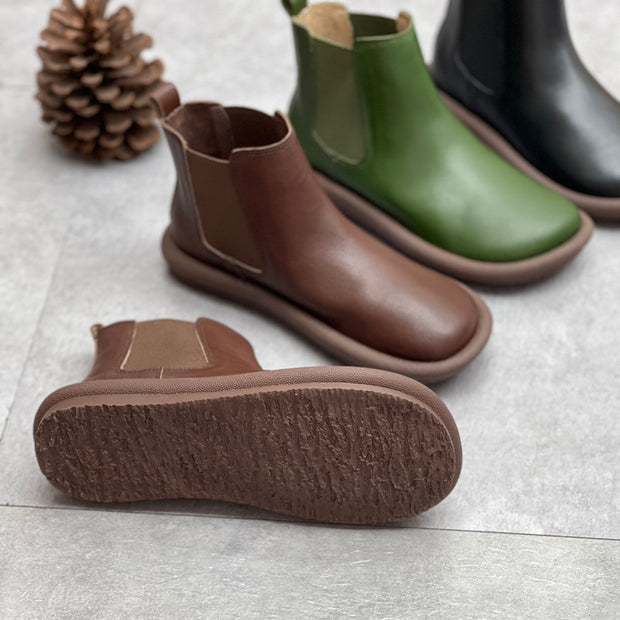 Women Autumn Genuine Leather Flat Casual Martin Boots