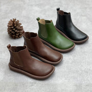 Women Autumn Genuine Leather Flat Casual Martin Boots