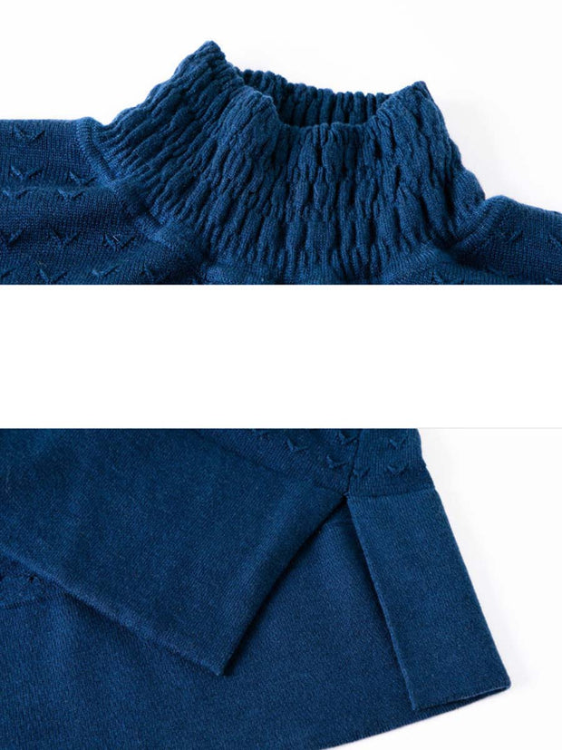 Women Winter Knitted Half-high Collar Loose Dress