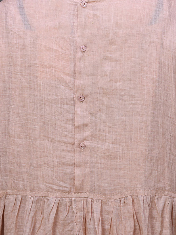 Women Spring Casual Fold Solid Pink Loose Dress