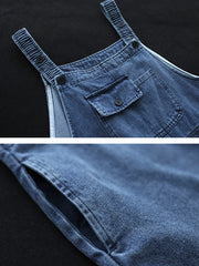 Women Artsy Spring Pocket Loose Denim Jumpsuit