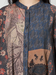 Women Vintage Plant Irregular Spliced Suit