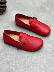 Women Genuine Leather Solid Casual Soft Flat Shoes