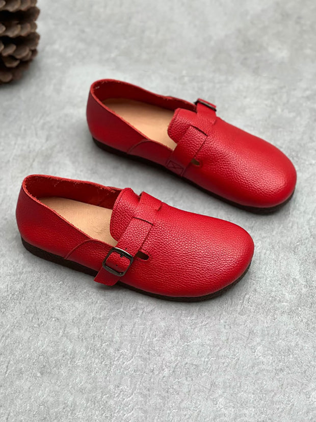 Women Genuine Leather Solid Casual Soft Flat Shoes