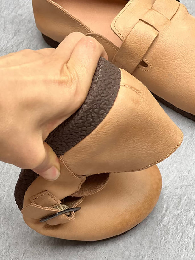 Women Genuine Leather Solid Casual Soft Flat Shoes