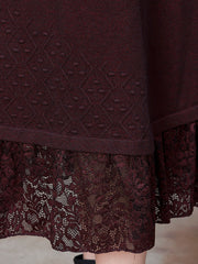 Women Elegant Solid Lace Hem Knitted Dress
