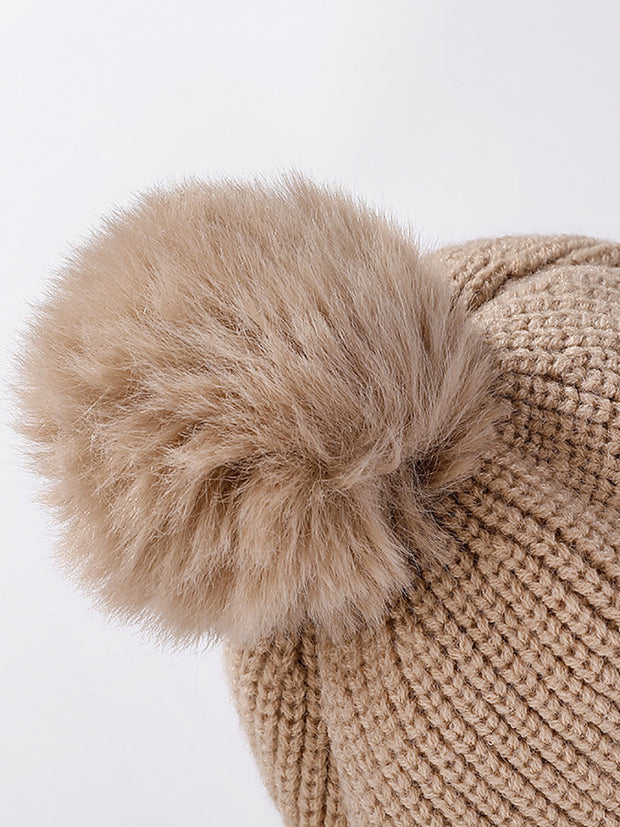 Women Fashion Solid Warm Plush Scarf Hat