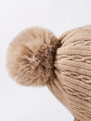 Women Winter Plush Spliced Knitted Scarf Hat