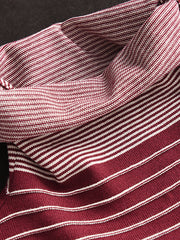 Women Casual Stripe Spliced Turtleneck Warm Sweatshirt