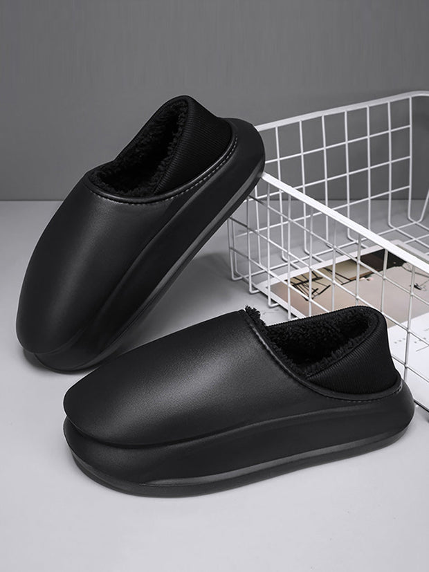 Couple Winter Indoor Solid Fleece-lined Shoes