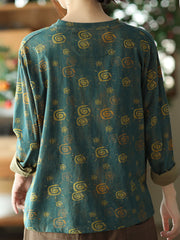 Women Vintage Print Pullover Loose T-Shirt